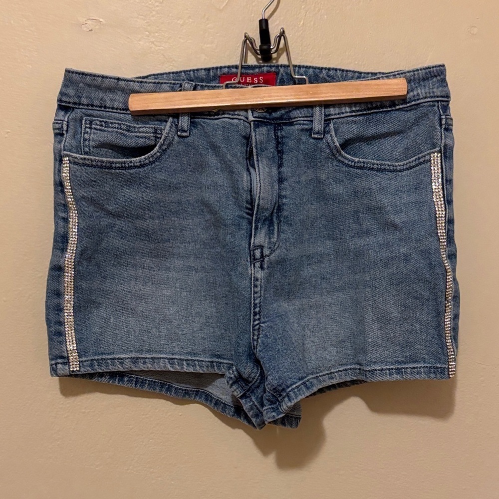 Guess Blue Jean Shorts with Rhinestone Trim